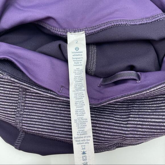 LULULEMON Rebel Runner Crop Legging Grape Stripe Zipper Athleisure NWT Size 2 - Picture 14 of 16